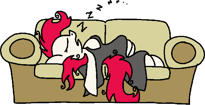 sleepy horse dozing off on a couch